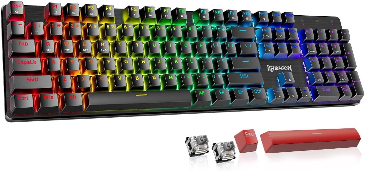 Redragon Wired Mechanical Gaming Keyboard, Hot-Swappable Red Switches, RGB Backlit, Anti-Ghosting Keys, PBT Keycaps, PC and Mac Compatible - Image 11