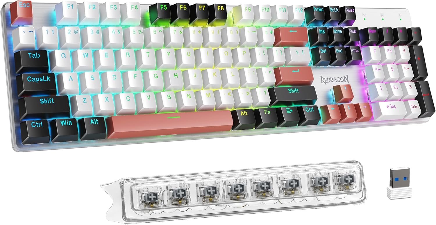 Redragon Wired Mechanical Gaming Keyboard, Hot-Swappable Red Switches, RGB Backlit, Anti-Ghosting Keys, PBT Keycaps, PC and Mac Compatible - Image 13