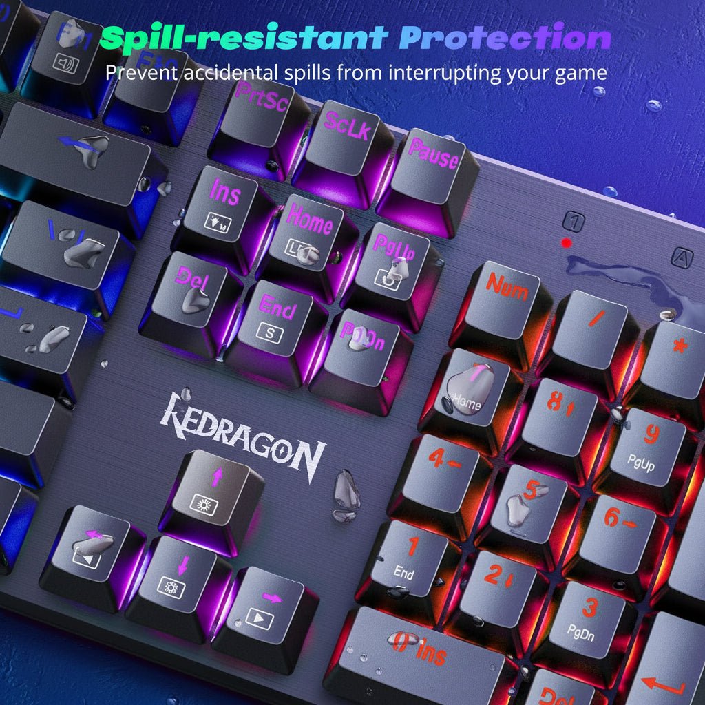 Redragon Wired Mechanical Gaming Keyboard, Hot-Swappable Red Switches, RGB Backlit, Anti-Ghosting Keys, PBT Keycaps, PC and Mac Compatible - Image 8