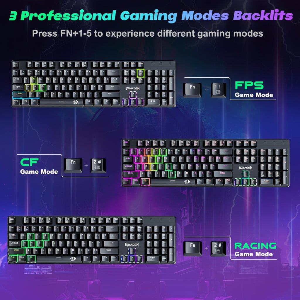 Redragon Wired Mechanical Gaming Keyboard, Hot-Swappable Red Switches, RGB Backlit, Anti-Ghosting Keys, PBT Keycaps, PC and Mac Compatible - Image 7